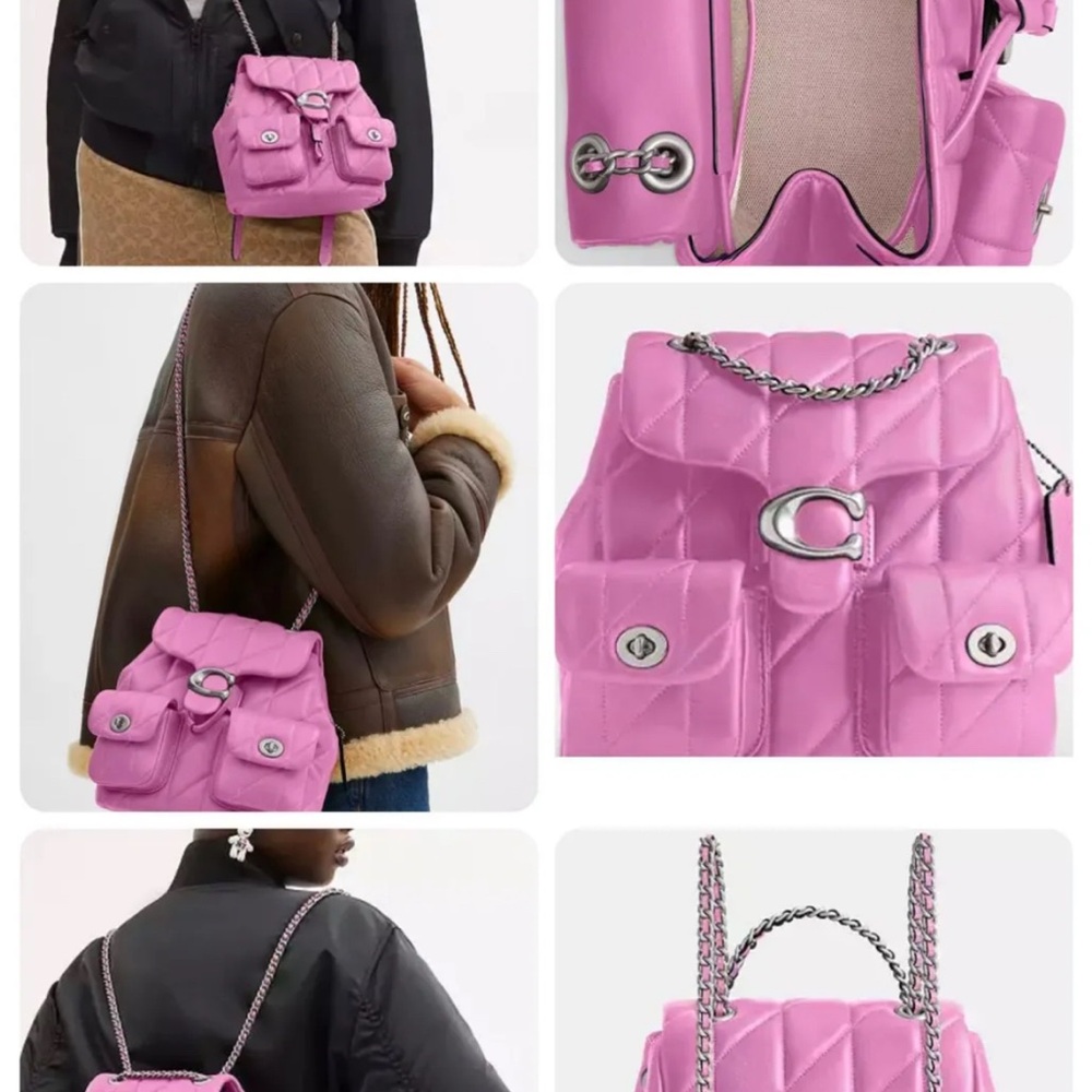 Chic Pink Tabby Quilted Women's Backpack